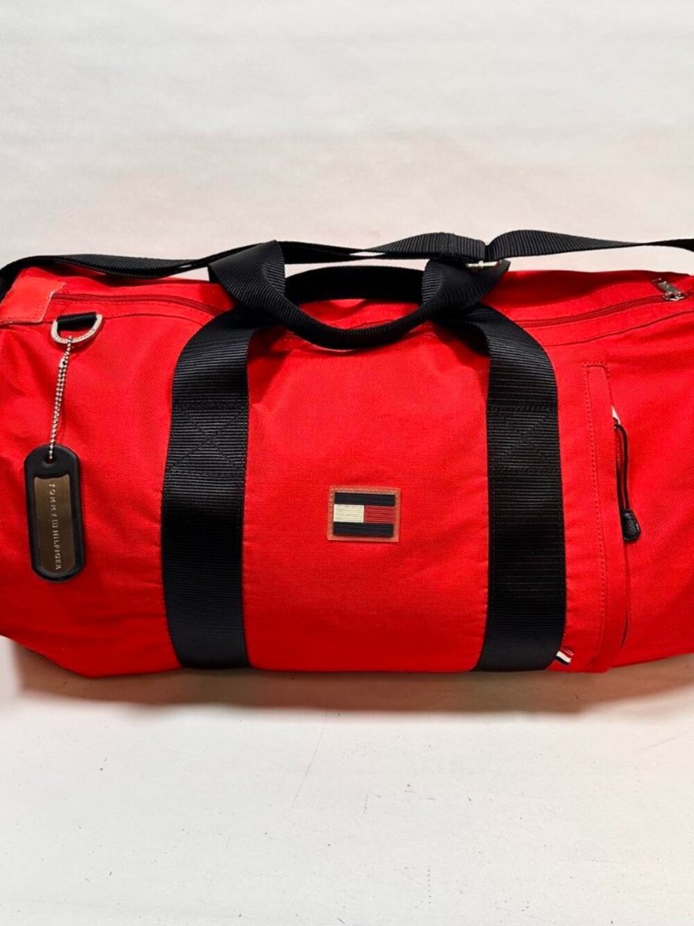 Vintage Tommy Hilfiger Ardin Large Red Duffel Travel Gym Bag Weekend Holdall